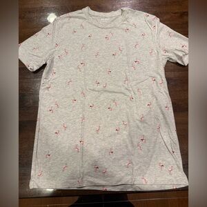 Old Navy Soft Washed T-shirt - light gray with flamingos - size Small